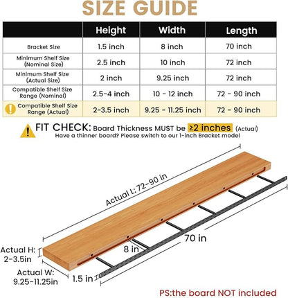 1 Pack Large Shelf Brackets Long Floating Shelf Bracket Invisible Floating - Image 2