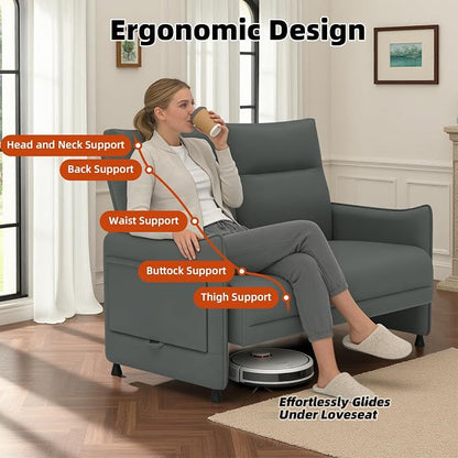 Faux Leather Loveseat, Upholstered Loveseat - Image 6