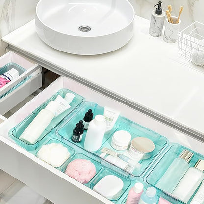 20 Pcs Adjustable Clear Drawer Organizer, Extendable Vanity Storage Bins - Image 5