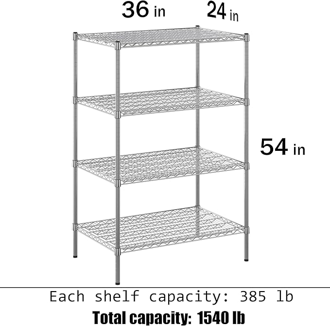 24" Deep x 36" Wide x 54" Height Wire Shelving Kit | 4-Tier | NSF Commercial - Image 3