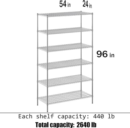 24" Deep x 54" Wide x 96" Height Wire Shelving Kit | 6-Tier | NSF Commercial - Image 3