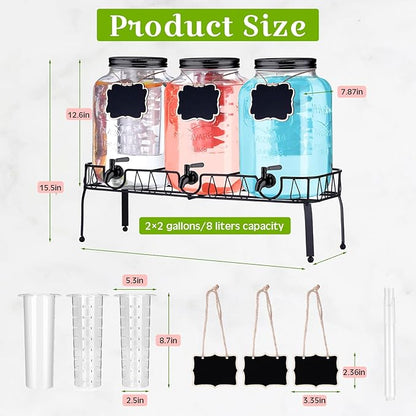 Lallisa 3 Pcs 2 Gallon Glass Drink Dispenser - Image 2