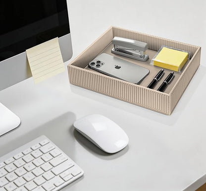 SITHON Valet Tray Desk Organizer, PU Leather Catchall Bedside Vanity Tray - Image 4