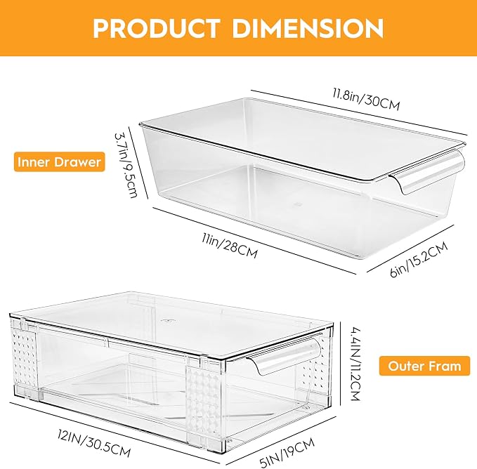 4 Pack Clear Stackable Storage Drawers, 3.95" H Easily Assemble Acrylic - Image 3