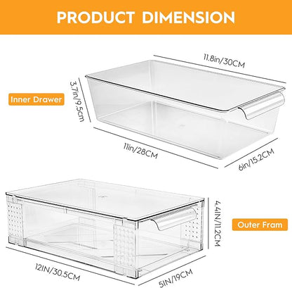 4 Pack Clear Stackable Storage Drawers, 3.95" H Easily Assemble Acrylic - Image 3