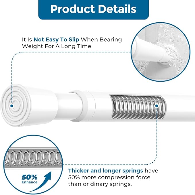 AIZESI 2Pcs Spring Tension Curtain Rods, Adjustable 26-39 Inch, perfectly - Image 4