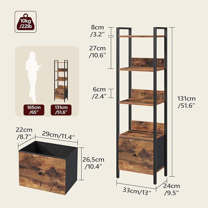 MAHANCRIS Bookshelf, 5-Tier Bookcase - Image 3