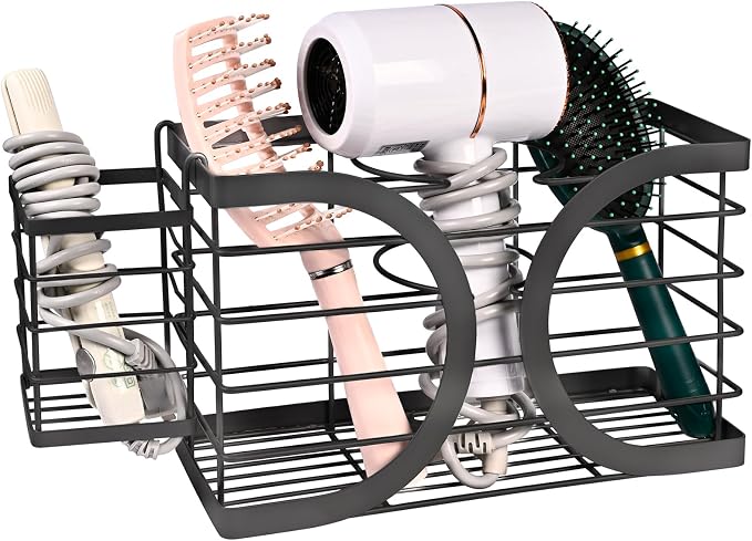 Elegant Black Wall Mounted Hair Dryer Holder by Unknown