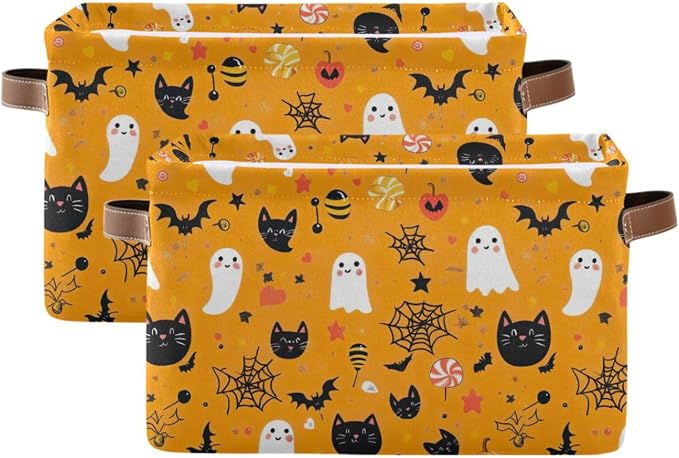 Halloween Black Cat Foldable Storage Basket by LLCxigua