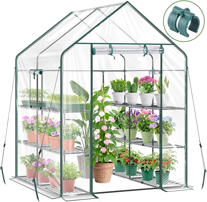 Ohuhu Plastic Greenhouse for Outdoors: Portable Walk in Plant Green House by Ohuhu