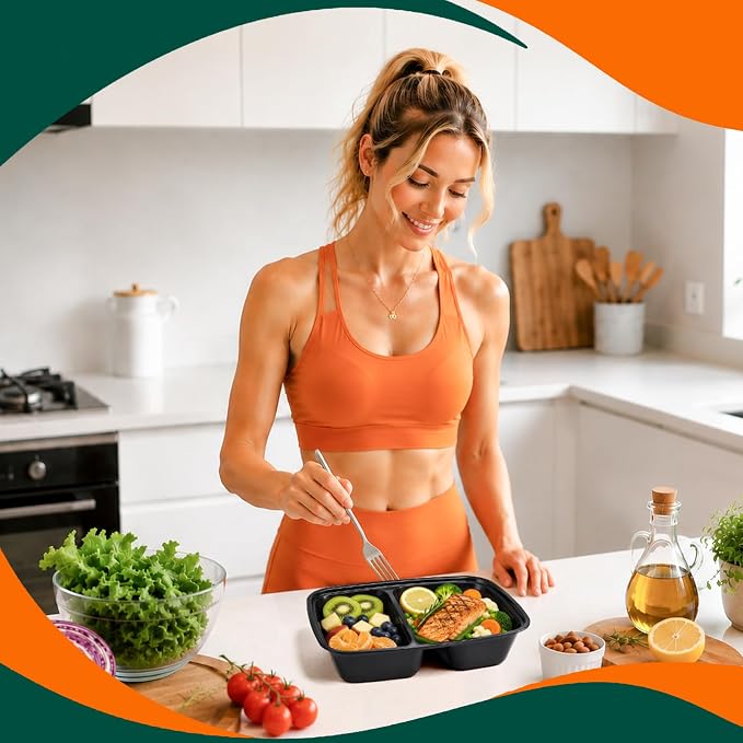 100 Pack32 oz Meal Prep Containers, 2-Compartment Reusable Food Storage - Image 5