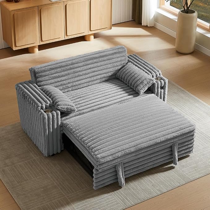 hansones 68.11" Corduroy Sleeper Chair Bed - Image 7