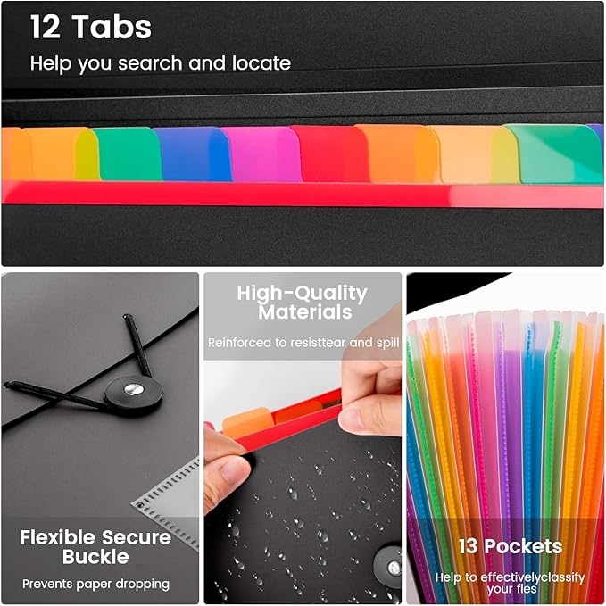 6 Pack Accordion File Organizer Expanding File Folder - Image 3