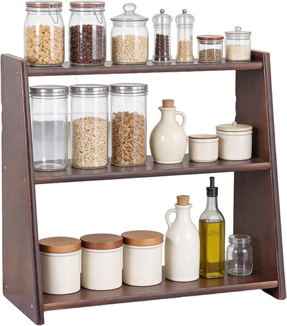 100% Solid Wood Coffee Station Organizer, Countertop Organizer | 3 Tier Spice by HuiDao