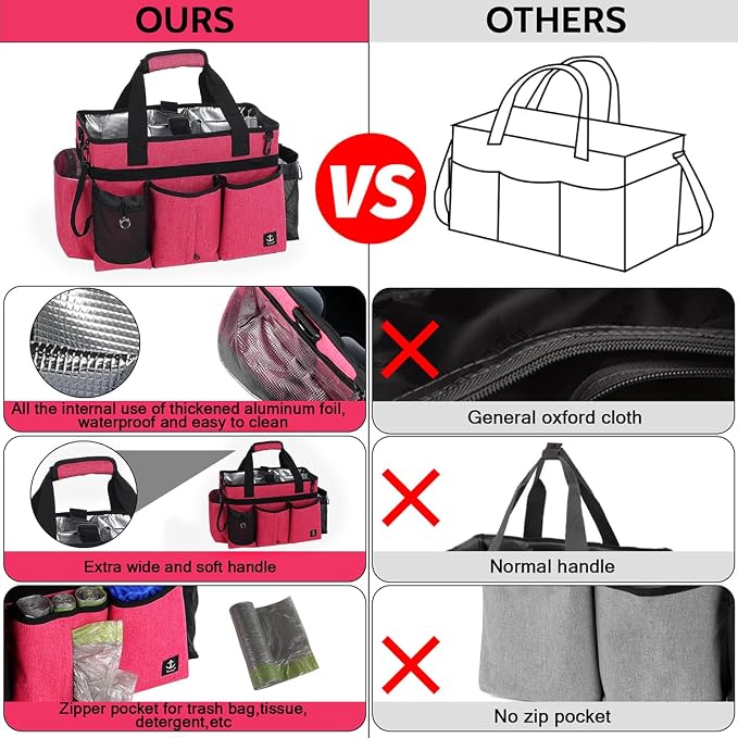 Large Cleaning Caddy Bag Built-in Sturdy Support Board, Cleaning Organizer - Image 2