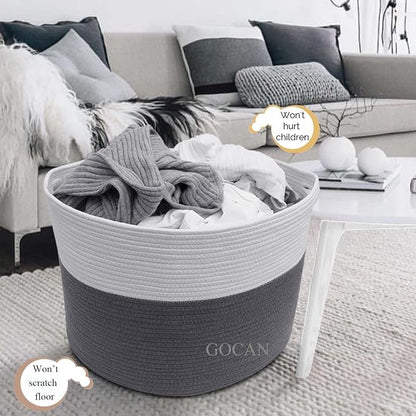 Extra Large Laundry Basket toy storage 22"X22"X14" blanket basket Cotton Rope - Image 2