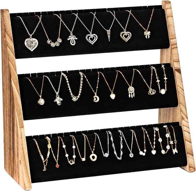 Necklace Holder, 3 Tier Necklace Organizer Stand by Yoimori