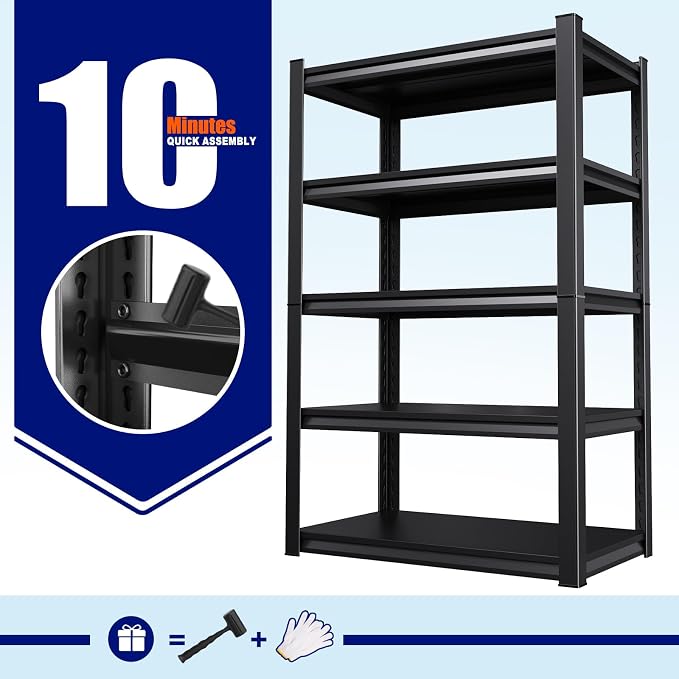 71" H-35 W Garage Shelving Heavy Duty Storage Shelves, Metal Adjustable - Image 7