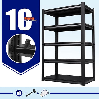 71" H-35 W Garage Shelving Heavy Duty Storage Shelves, Metal Adjustable - Image 7