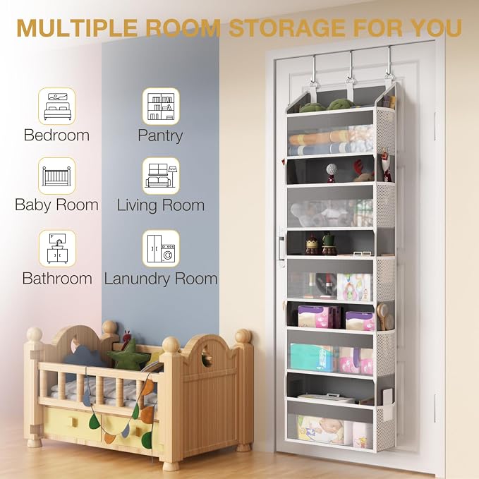 Over the Door Organizer with 5 Front & 10 MeshSide Pockets, 50LB Capacity Extra - Image 2