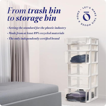 HOMZ 6 Drawer Plastic Storage & Organizer Tower | 4 Large & 2 Small Drawers | - Image 8