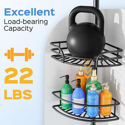 HAMITOR Corner Shower Caddy Tension Pole: 4-Tier Large Capacity Bathroom - Image 4