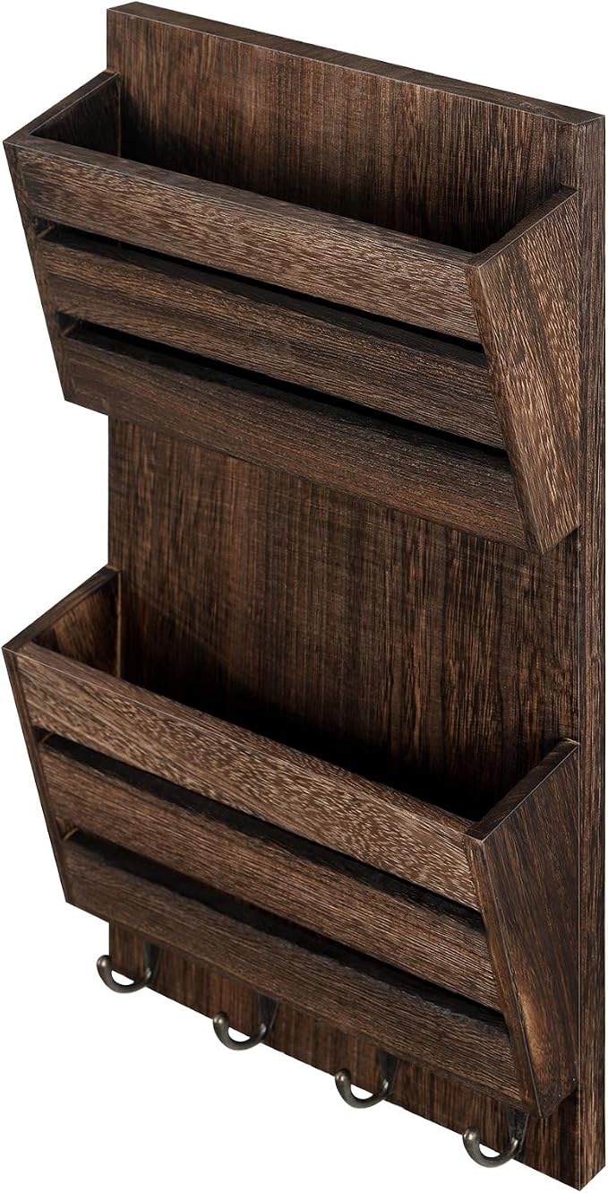 BTY Mail Holder for Wall, Wooden Mail Sorter - Image 7