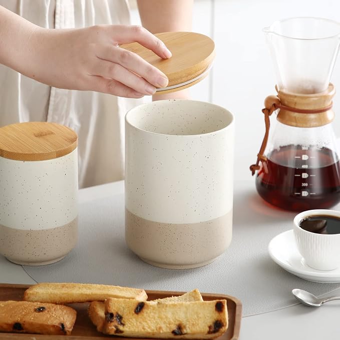 vancasso Sabine Ceramic Canister - 36 oz Kitchen Storage Container - Image 5
