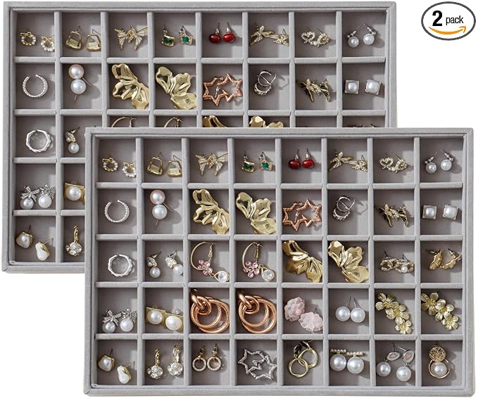 Large Velvet Jewelry Tray 2 Pack Stackable Jewelry Display Drawer Inserts Trays by Unknown