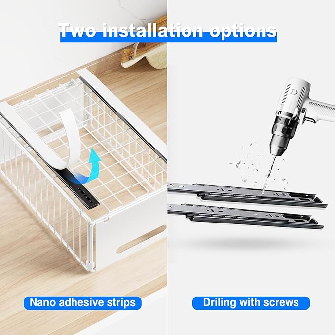 Mustorn 2 Pack Pull Out Cabinet Organizer, Slide Out Drawers - Image 5