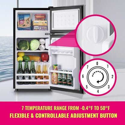 Mini Fridge with Top Freezer Apartment Size Dual Door Compact Small Refrigerator - Image 5