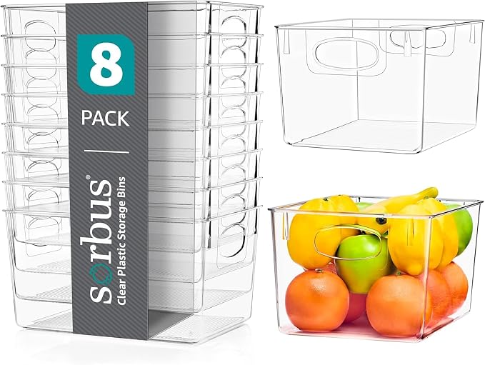 Sorbus Large Clear Plastic Storage Bins by Sorbus