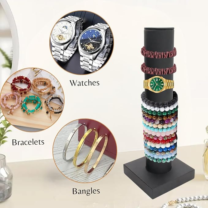 Novel Box Black Leatherette Vertical Bracelet/Bangle Display Tower - Image 6