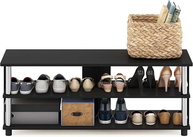 Furinno Turn-N-Tube Shoe Rack, 3-Tier Shoe Organizer, Compact Shoe Storage - Image 4