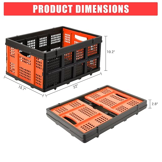 Garvee Collapsible Crate, 55L Foldable Plastic Milk Crate - Image 2