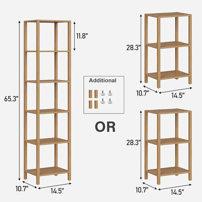 TUTOTAK Bookshelf, 6-Tier Tall Narrow Book Shelf - Image 2