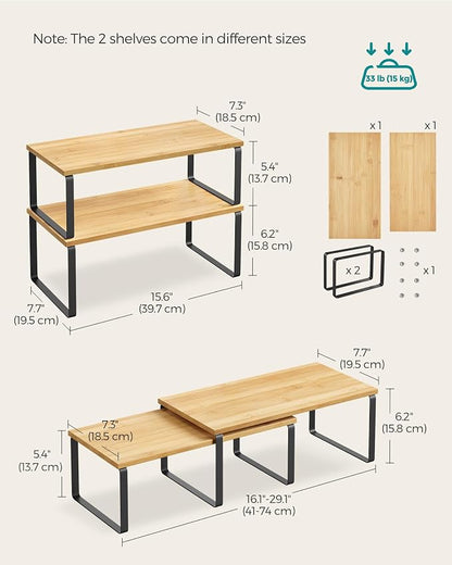 SONGMICS Cabinet Organizer Shelf, Kitchen Storage, Spice Rack, Expandable - Image 2