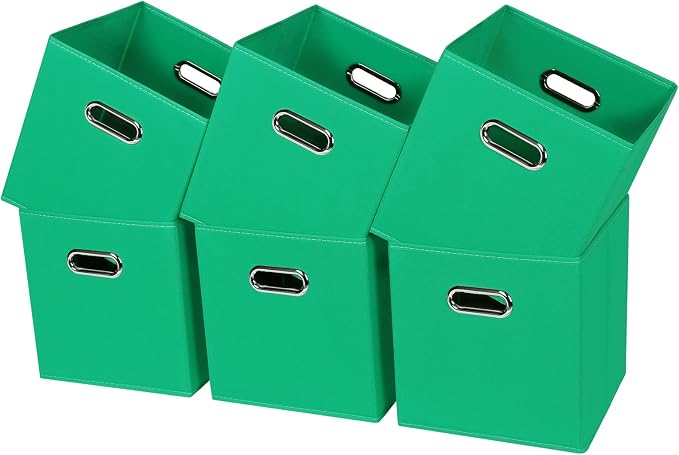 Black Fabric Cubby Storage Bins, Cube Organizer Bin Foldable Storage Boxes by Yunkeeper