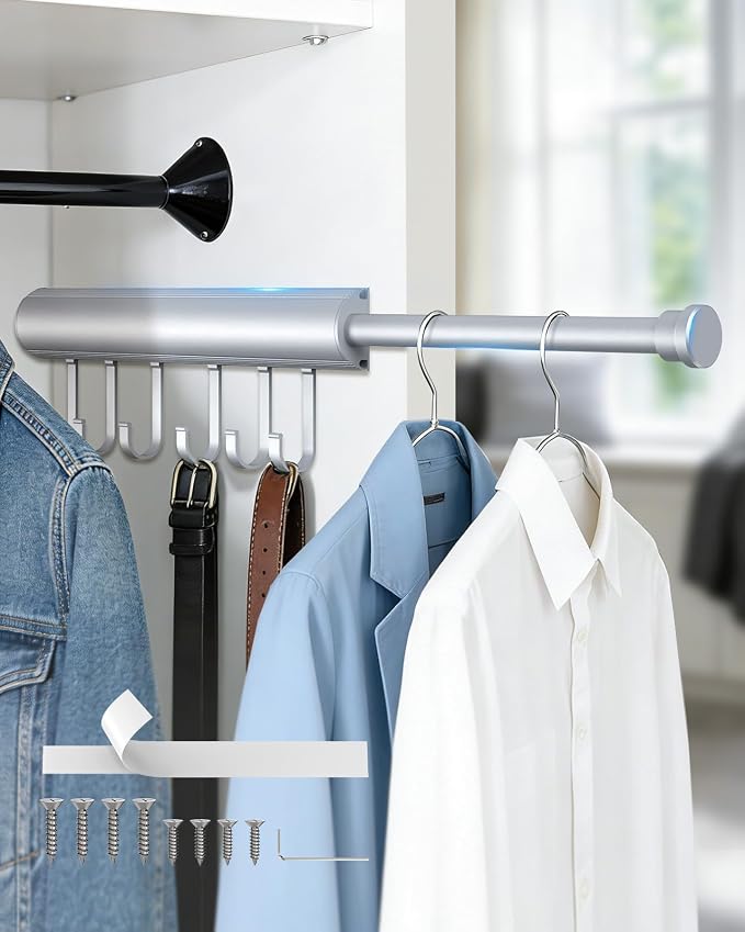 12 Inch Valet Rod for Closets Pull Out, Pull Out Rod For Hanging Clothes And by AnobeyiHardware