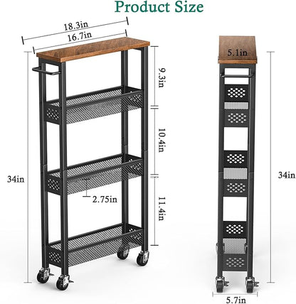XYZLVSI Utility Slim Storage Cart on Wheels, 4 Tier Laundry Room Organizers | - Image 5