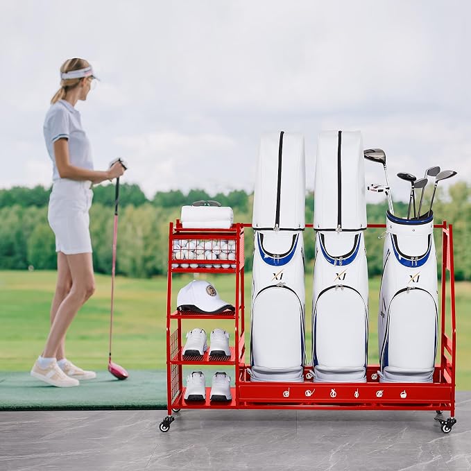 Lauren&Harold Golf Bag Organizer Garage Storage, Golf Storage Rack Stand Fits 2 - Image 2