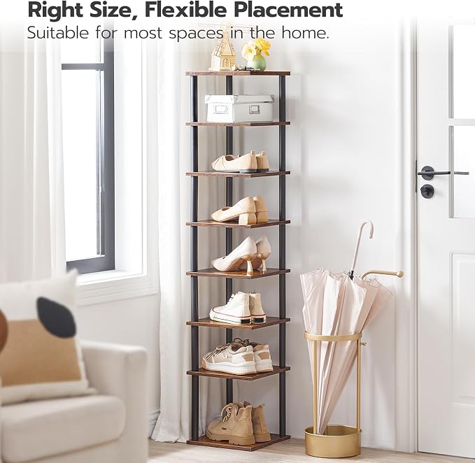 HOOBRO Vertical Shoe Rack, 8-Tier Narrow Shoe Shelf, Shoe Storage Organizer - Image 4