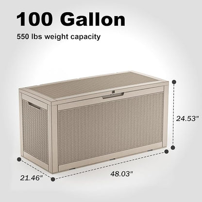 EasyUp 100 Gallon Deck Boxes Waterproof, Outdoor Large Storage Boxes - Image 2