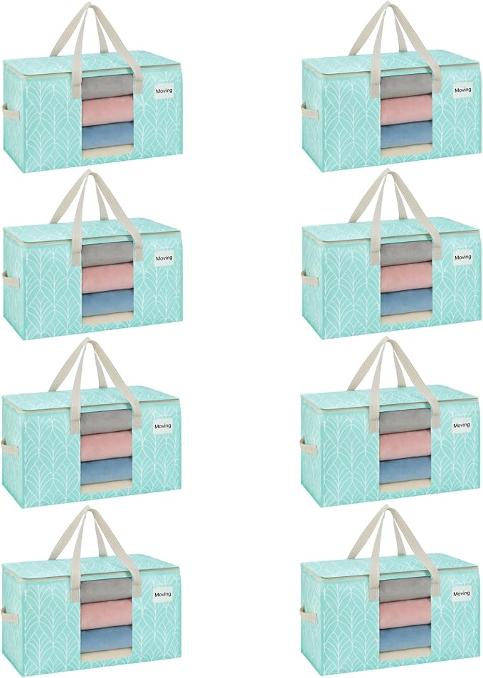VENO 8 Pack Heavy Duty Moving Bags, Clothes and Comforter Storage Bags by Veno