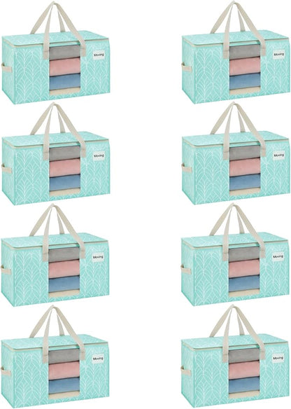VENO 8 Pack Heavy Duty Moving Bags, Clothes and Comforter Storage Bags by Veno