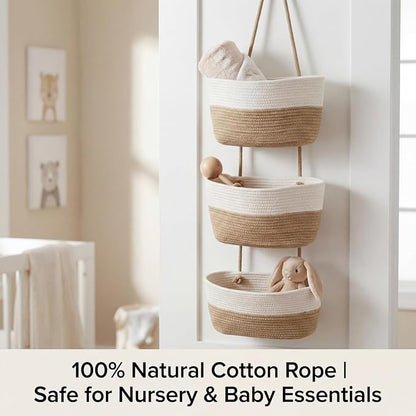 Hanging Basket, Woven 3 Tier Over Door Basket - Image 6