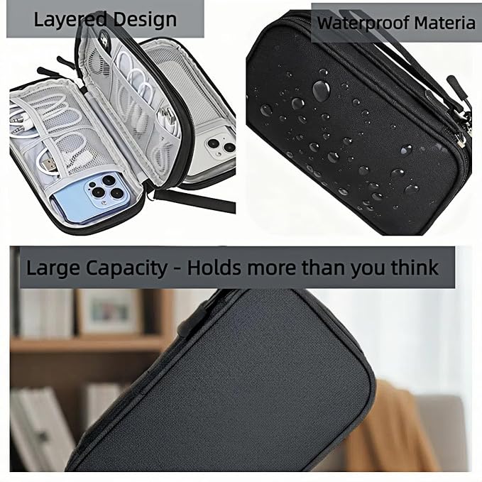 Portable Waterproof Double Layers All-in-One Storage Bag, Travel Cord - Image 5