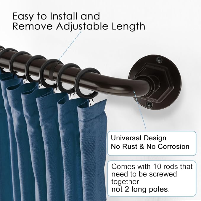 Byondeth Curtain Rods for Windows 16 to 144 Inches Adjustable Blackout Wrap - Image 2