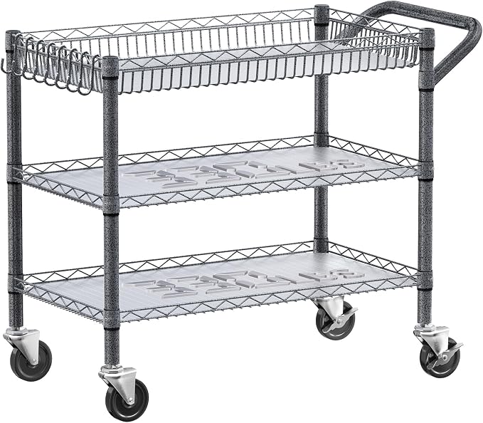 YNN Utility Rolling Cart, 990Lbs 3 Tier Heavy Duty Metal Cart - Image 7