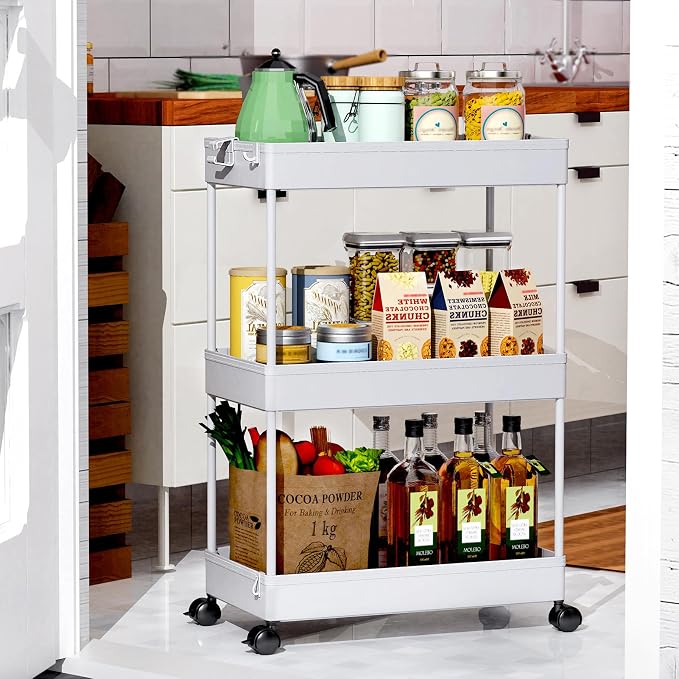 SPACEKEEPER Rolling Storage Cart 3 Tier Bathroom Cart Organizers - Image 8